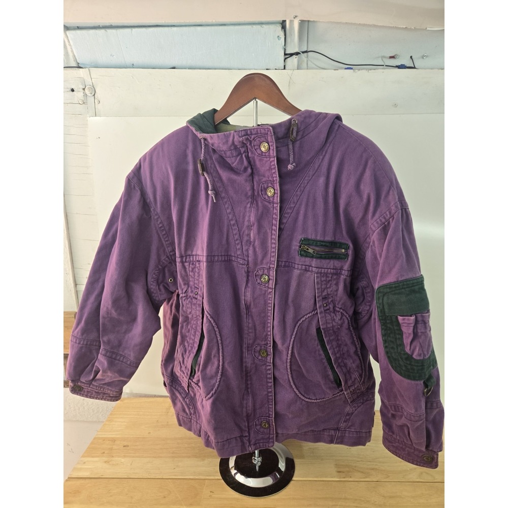 Vintage Mulberry Street Cotton Coat Jacket Womens Large Full Zip Purple